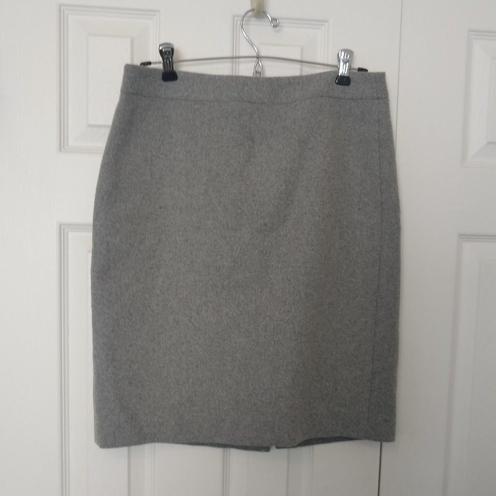 J Crew Gray Wool Blend Pencil Skirt